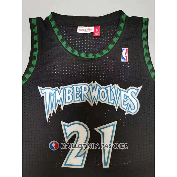 Maillot Minnesota Timberwolves Kevin Garnett NO 21 Hardwood Classics Throwback Noir
